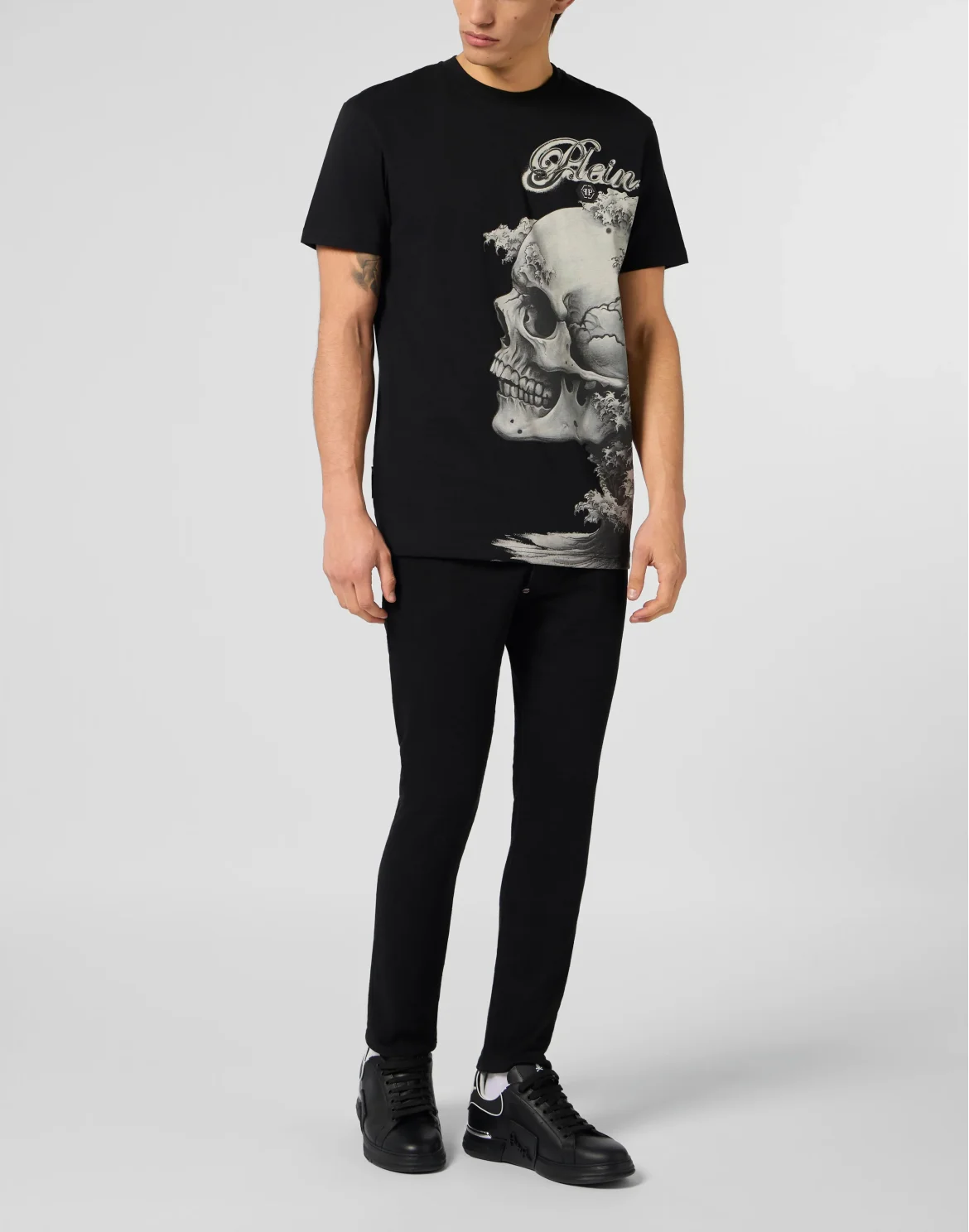 Round Neck T-Shirt Ceramic Skull, цвет: Черный