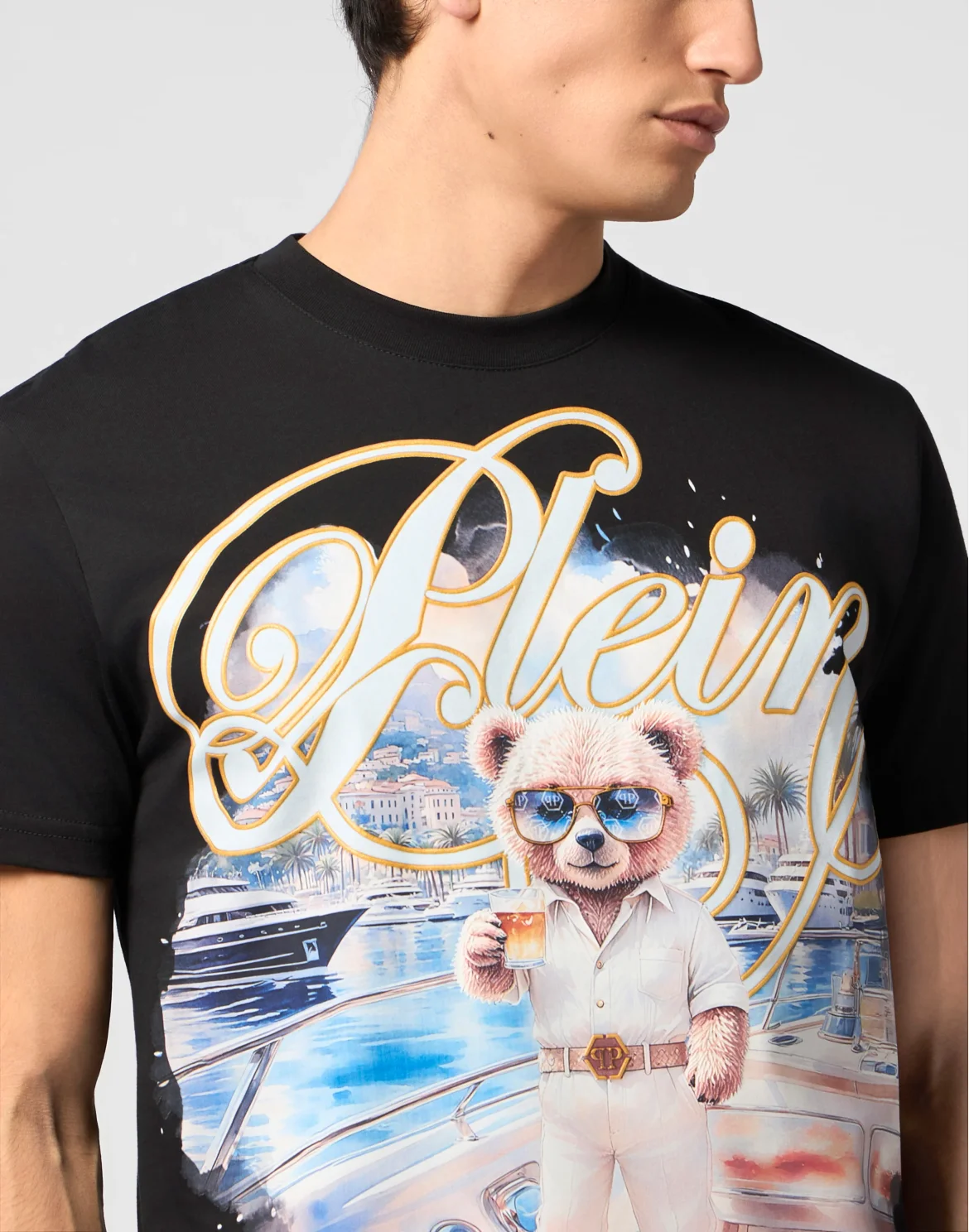 Round Neck T-Shirt Teddy Bear, цвет: Черный