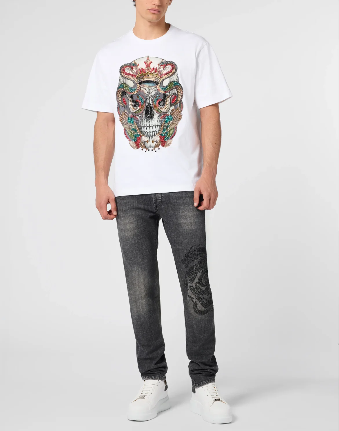 Round Neck T-Shirt King Of Snakes Stones, цвет: Белый