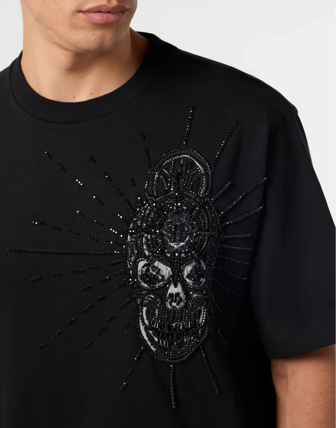 Round Neck T-Shirt Skull Stones, цвет: Черный