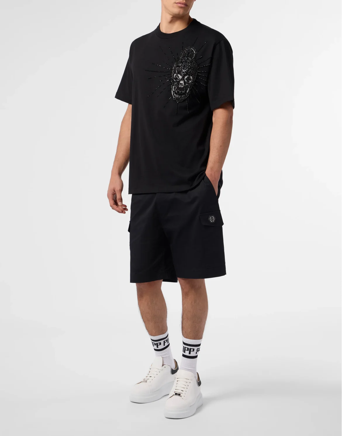 Round Neck T-Shirt Skull Stones, цвет: Черный