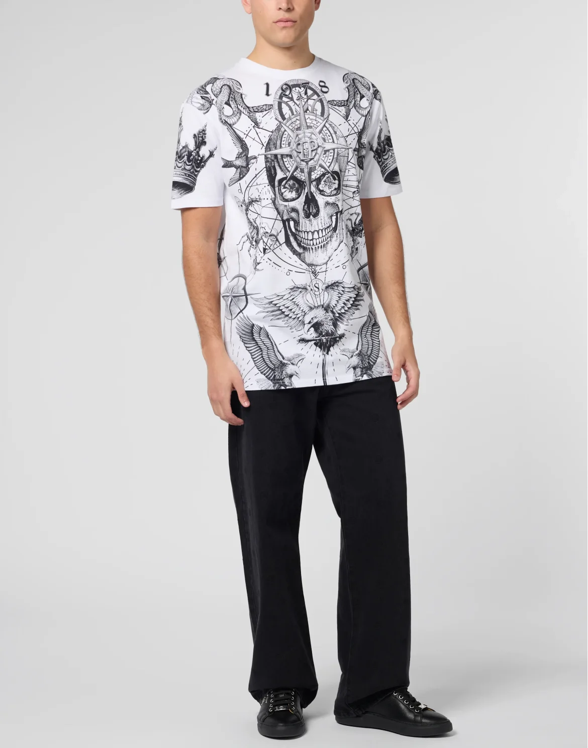 Round Neck T-Shirt Tattoo, цвет: Белый