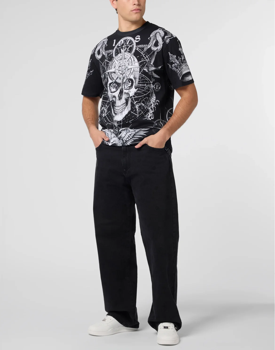 Round Neck T-Shirt Tattoo, цвет: Черный
