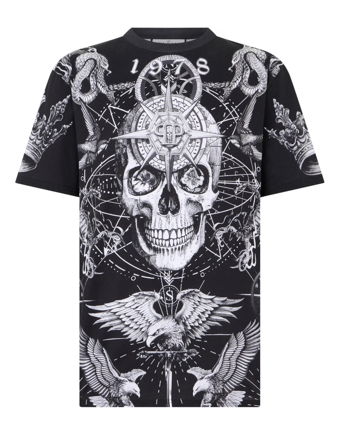 Round Neck T-Shirt Tattoo, цвет: Черный