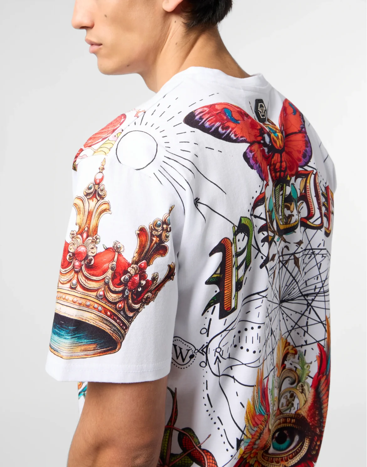 Round Neck T-Shirt All-Over Tattoo, цвет: Белый
