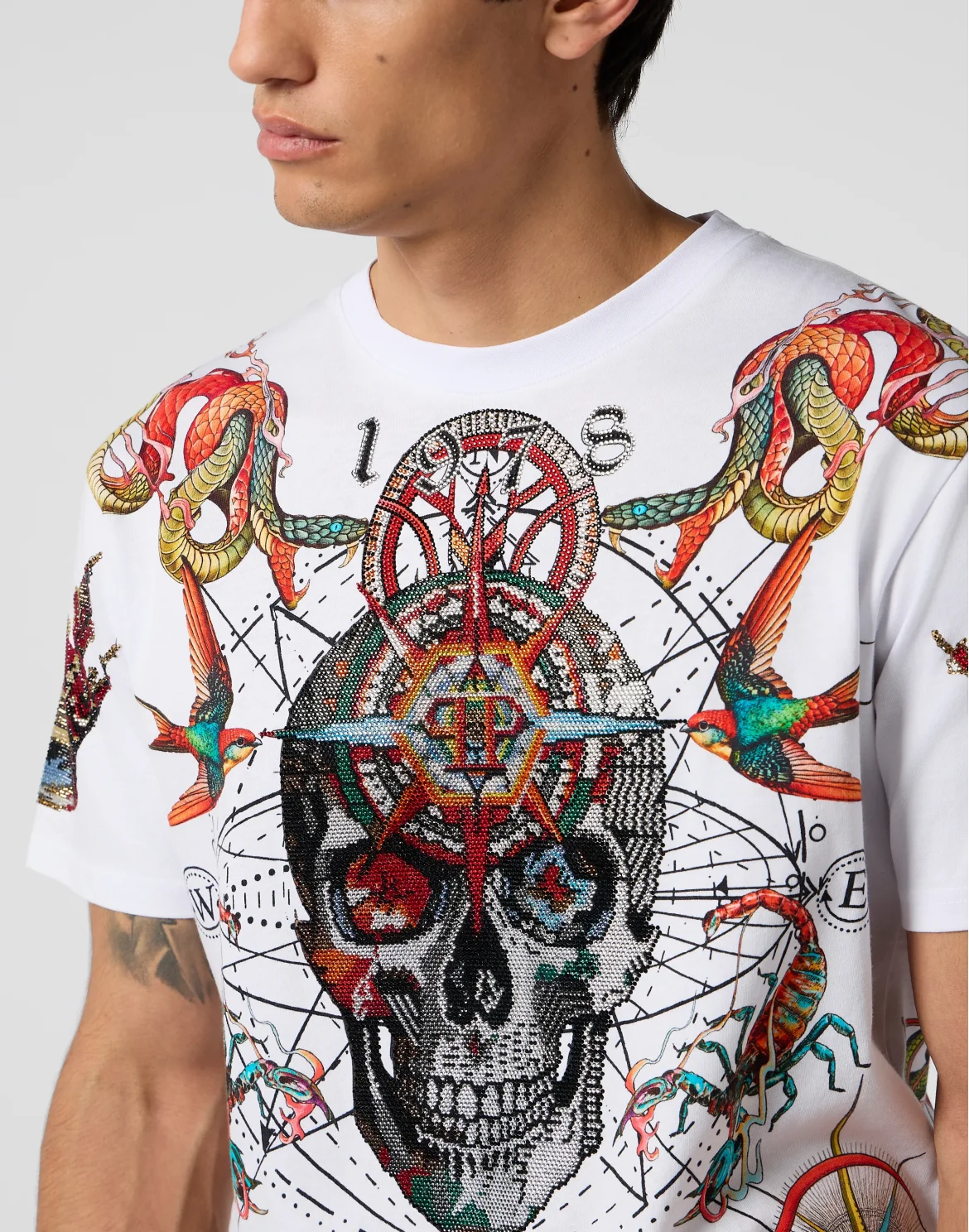 Round Neck T-Shirt Tattoo Stones, цвет: Белый