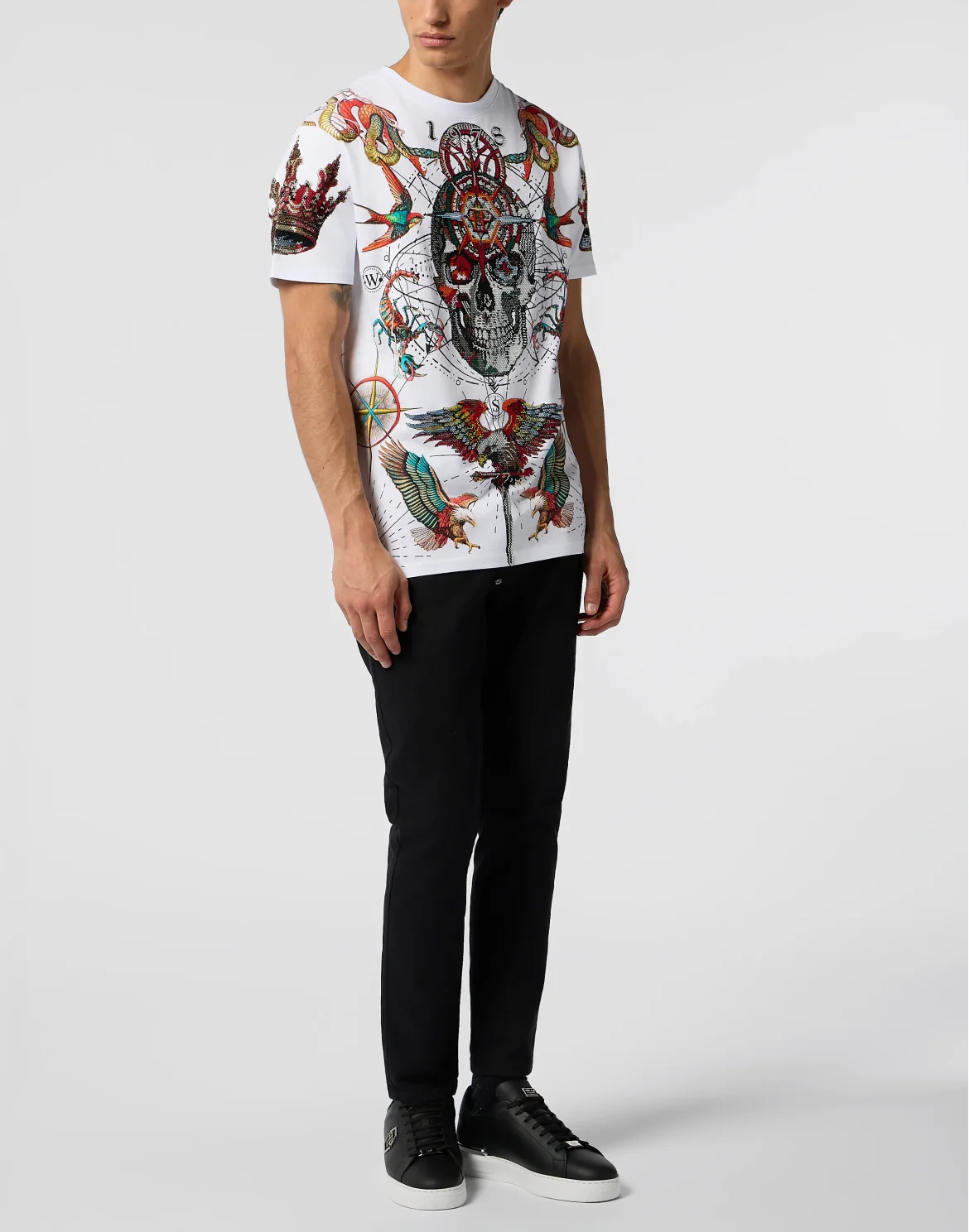 Round Neck T-Shirt Tattoo Stones, цвет: Белый