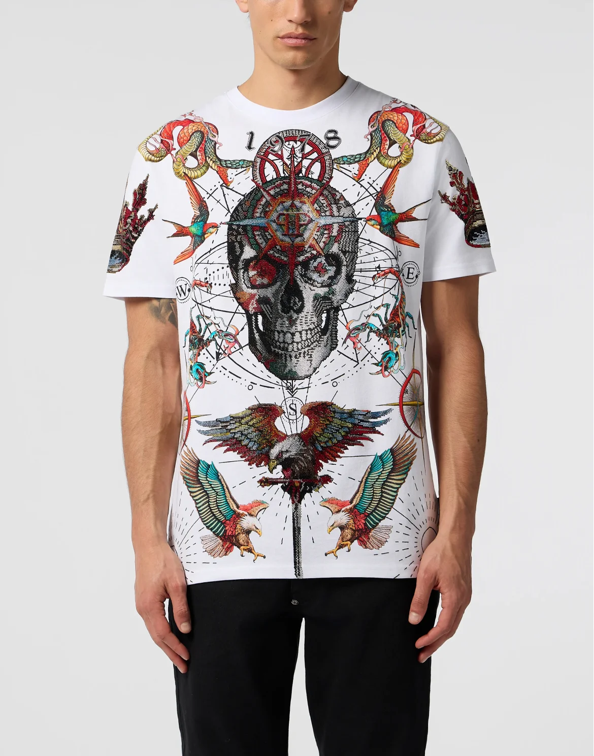 Round Neck T-Shirt Tattoo Stones, цвет: Белый