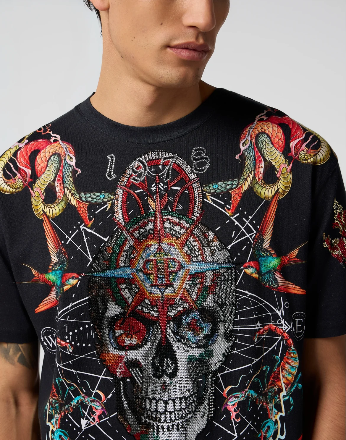 Round Neck T-Shirt Tattoo Stones, цвет: Черный