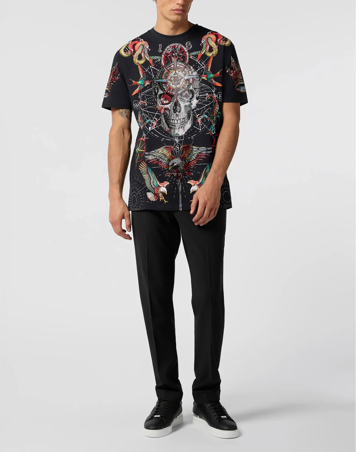Round Neck T-Shirt Tattoo Stones, цвет: Черный