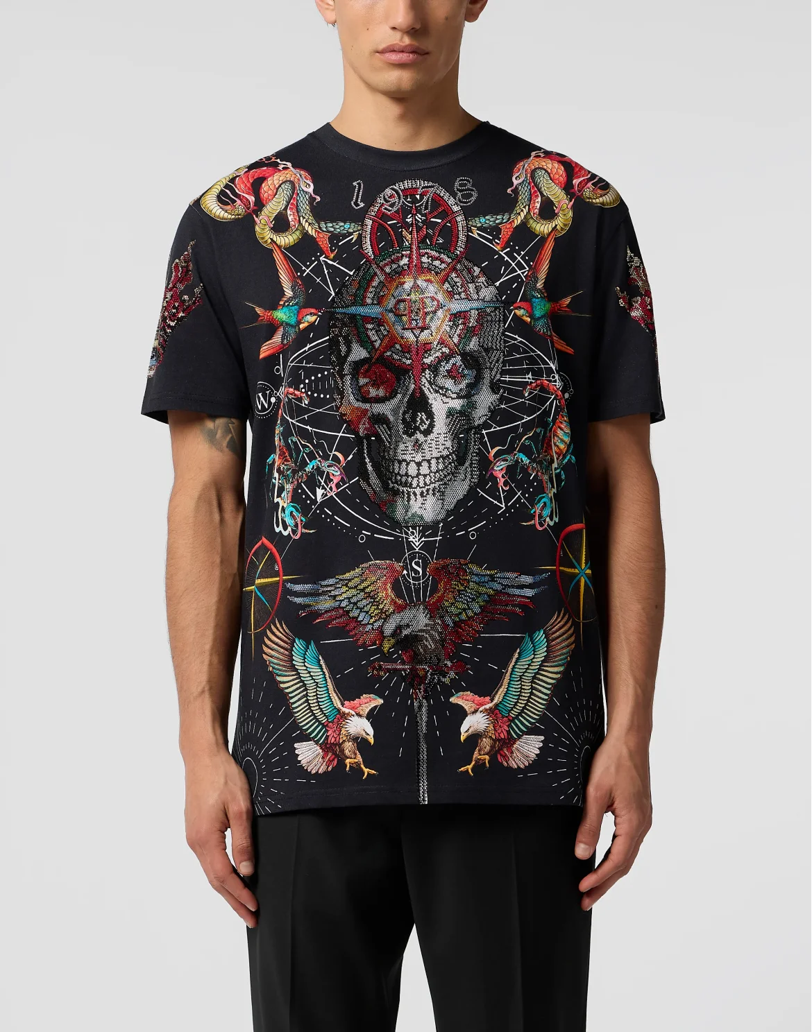 Round Neck T-Shirt Tattoo Stones, цвет: Черный