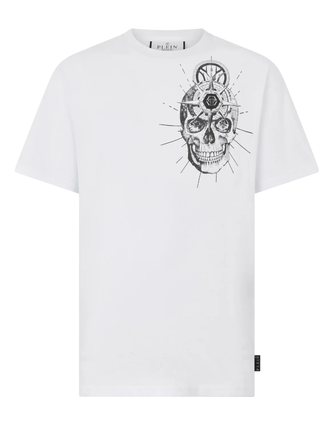 Round Neck T-Shirt Skull Tattoo, цвет: Белый