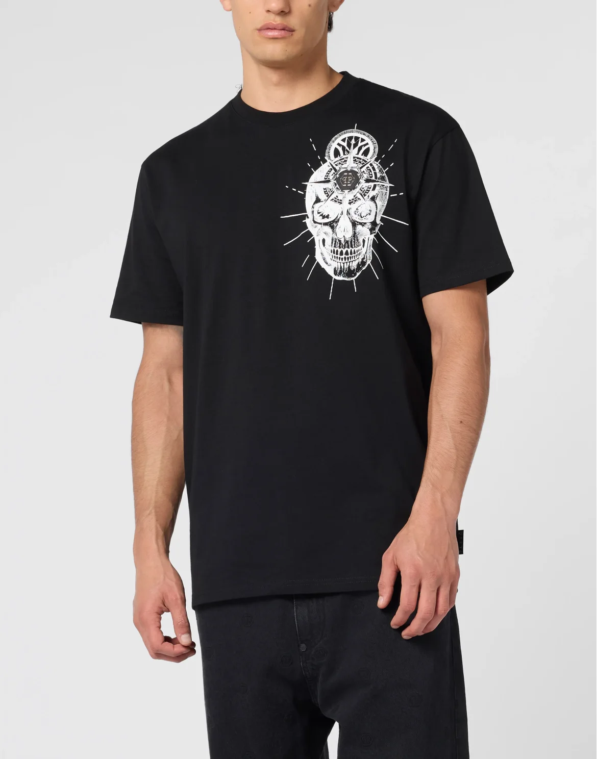 Round Neck T-Shirt Skull Tattoo, цвет: Черный