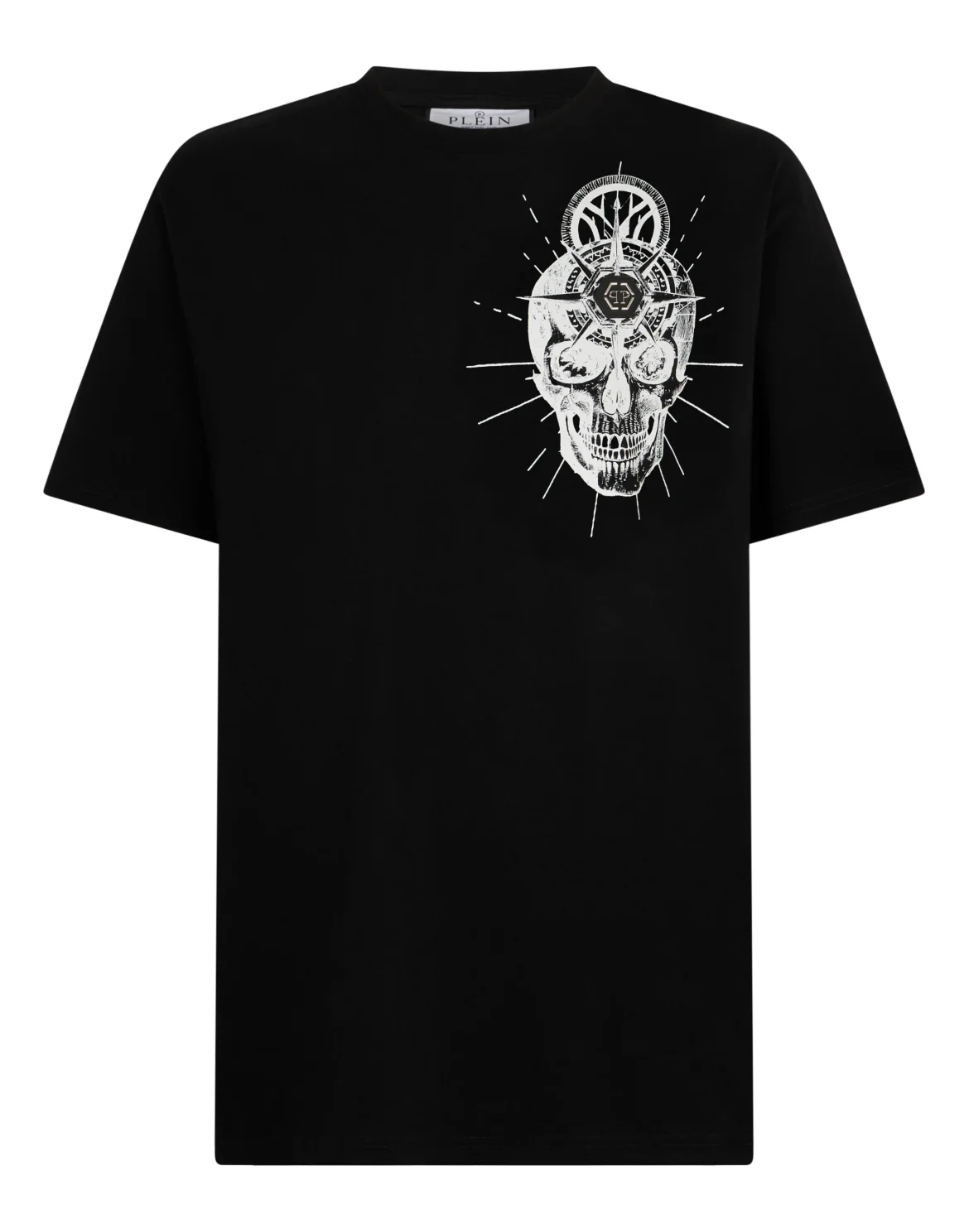 Round Neck T-Shirt Skull Tattoo, цвет: Черный