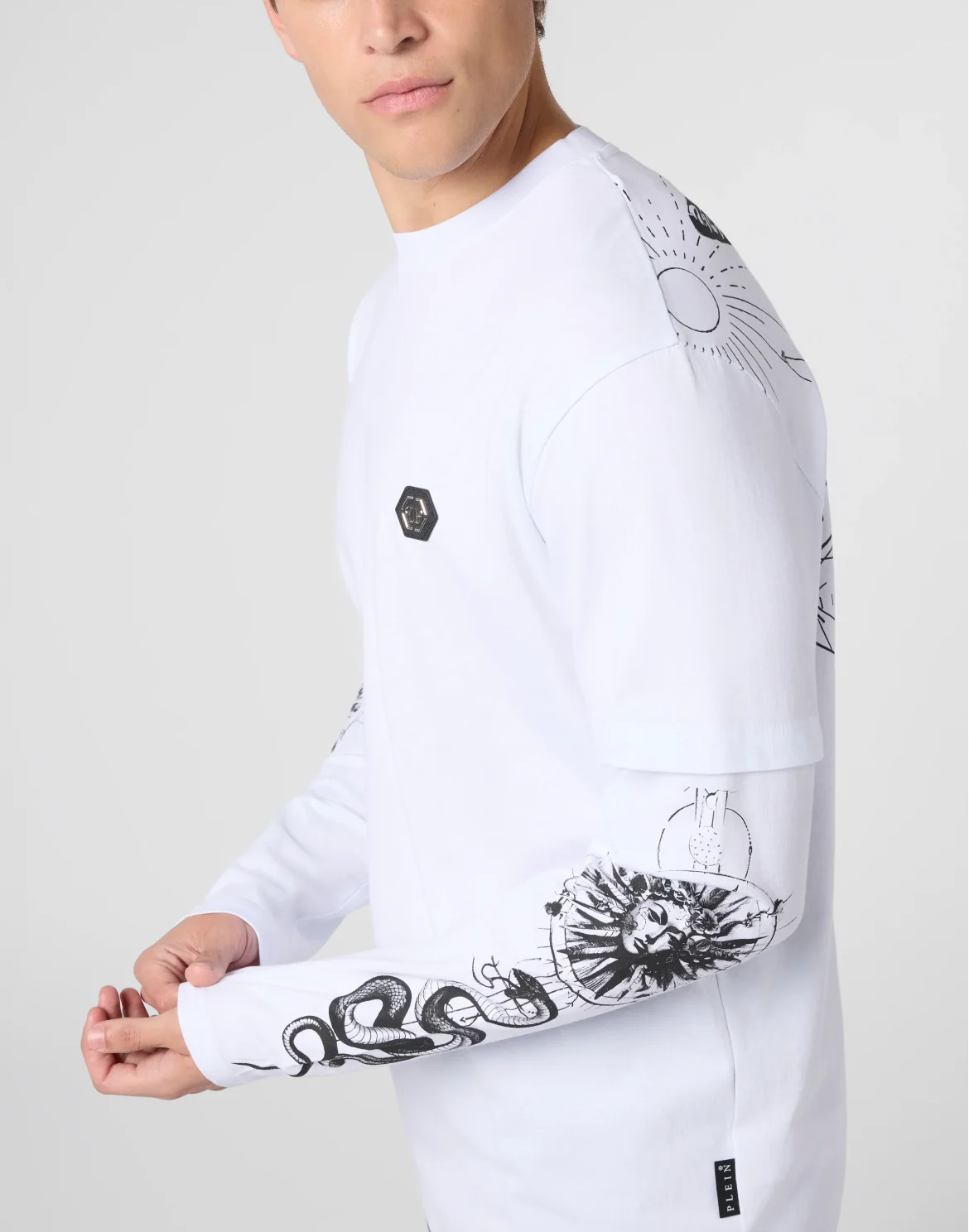 Double Sleeve T-Shirt Tattoo, цвет: Белый