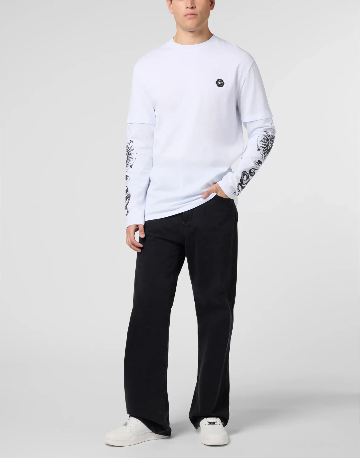 Double Sleeve T-Shirt Tattoo, цвет: Белый