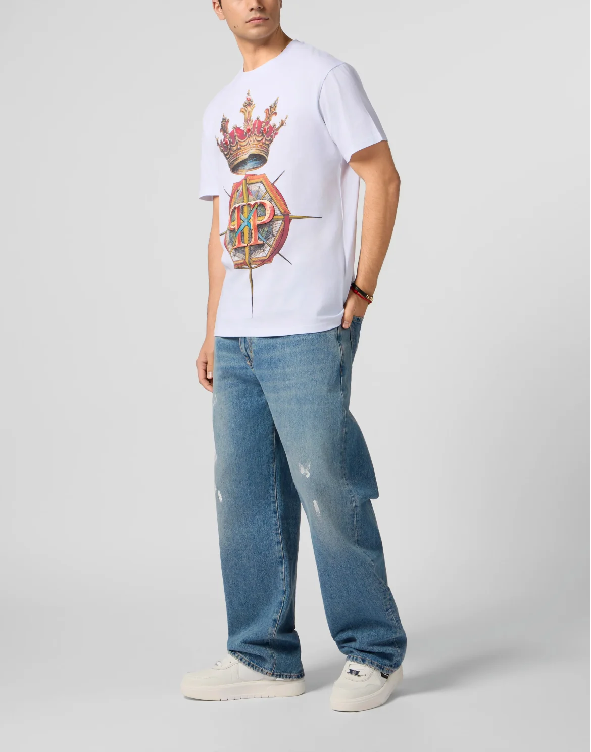Round Neck T-Shirt Crown Hexagon, цвет: Белый