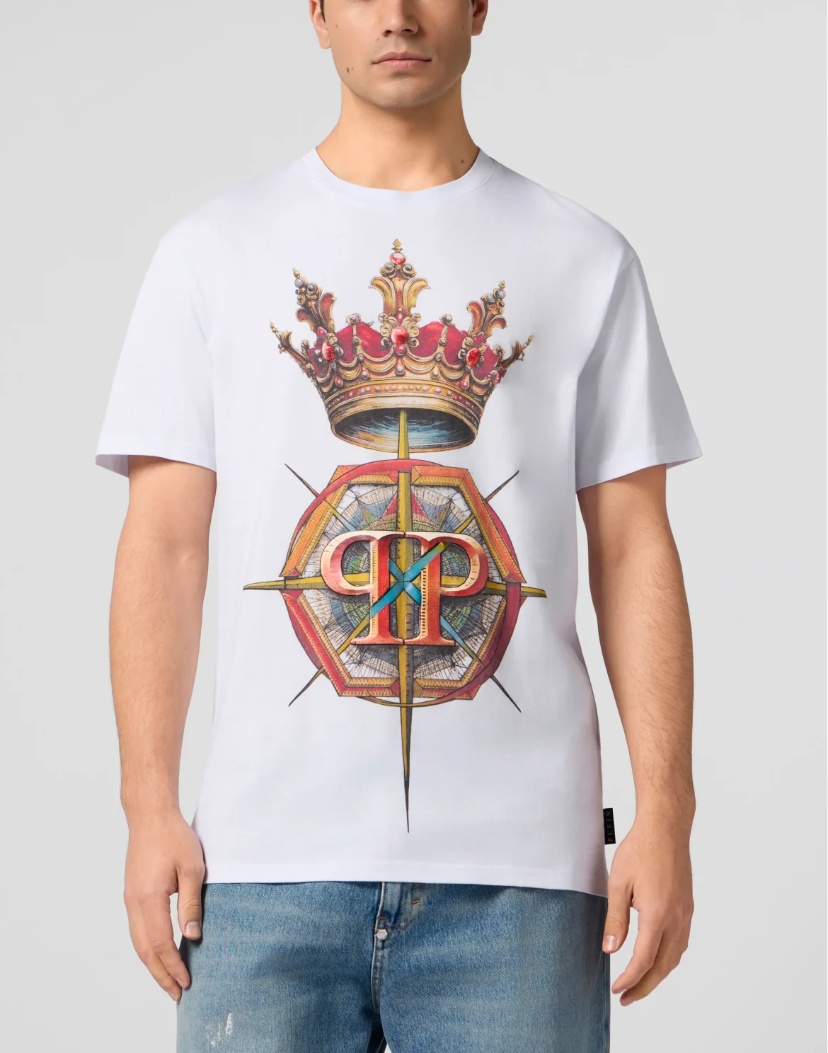 Round Neck T-Shirt Crown Hexagon, цвет: Белый