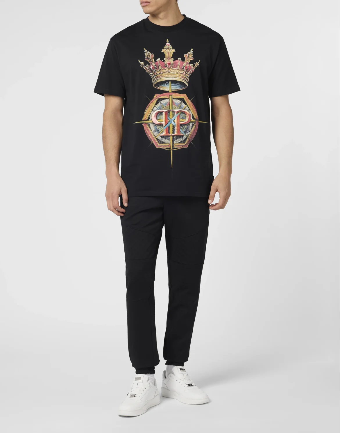 Round Neck T-Shirt Crown Hexagon, цвет: Черный