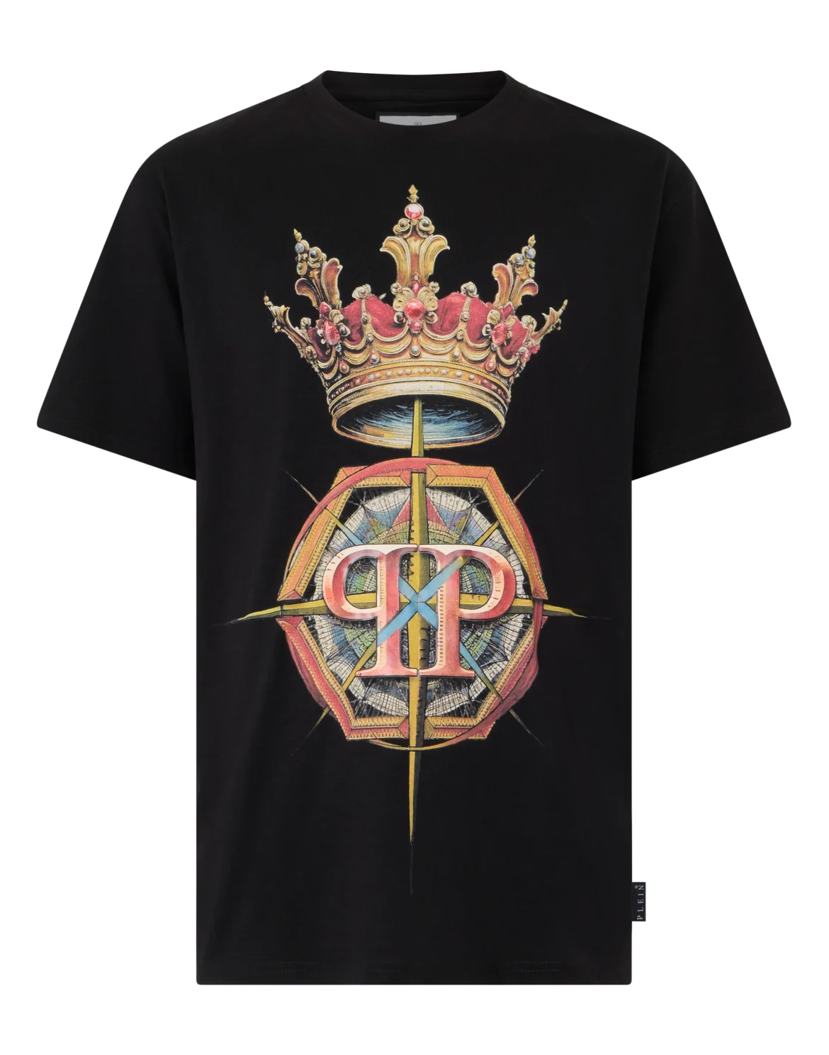 Round Neck T-Shirt Crown Hexagon, цвет: Черный