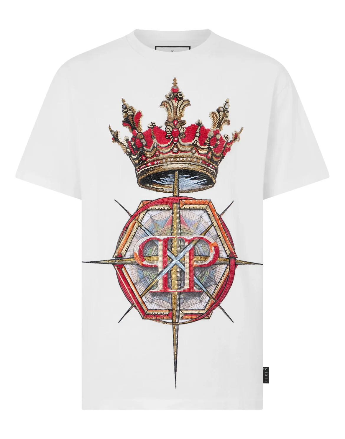 Round Neck T-Shirt Crown Stones, цвет: Белый