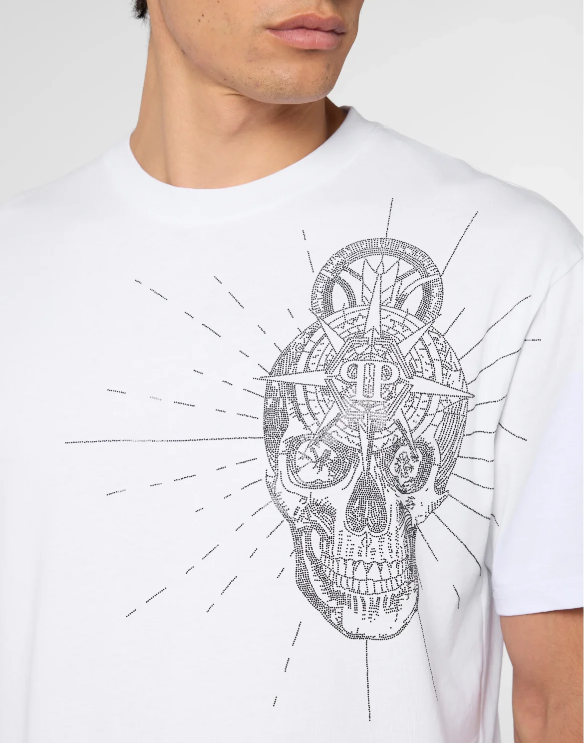 Round Neck T-Shirt Skull Stones, цвет: Белый