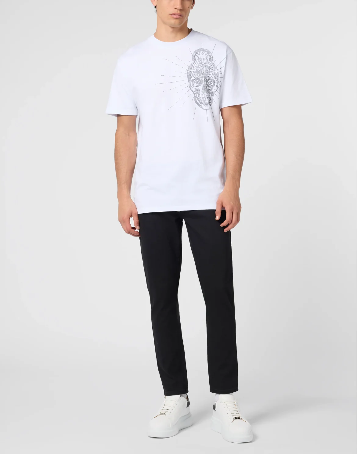 Round Neck T-Shirt Skull Stones, цвет: Белый