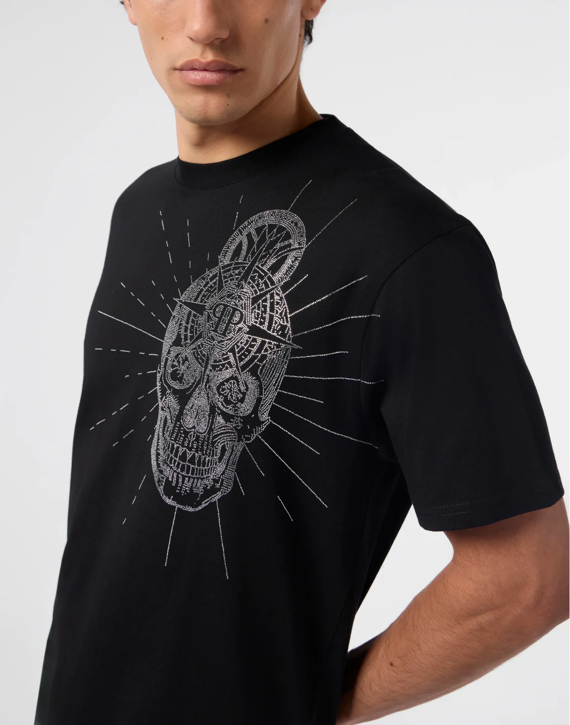 Round Neck T-Shirt Skull Stones, цвет: Черный