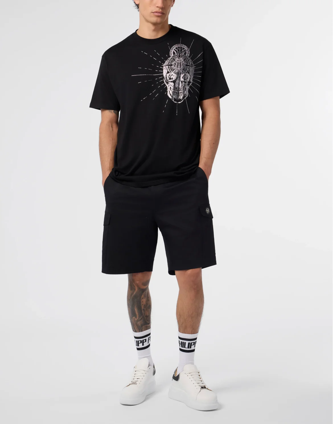 Round Neck T-Shirt Skull Stones, цвет: Черный