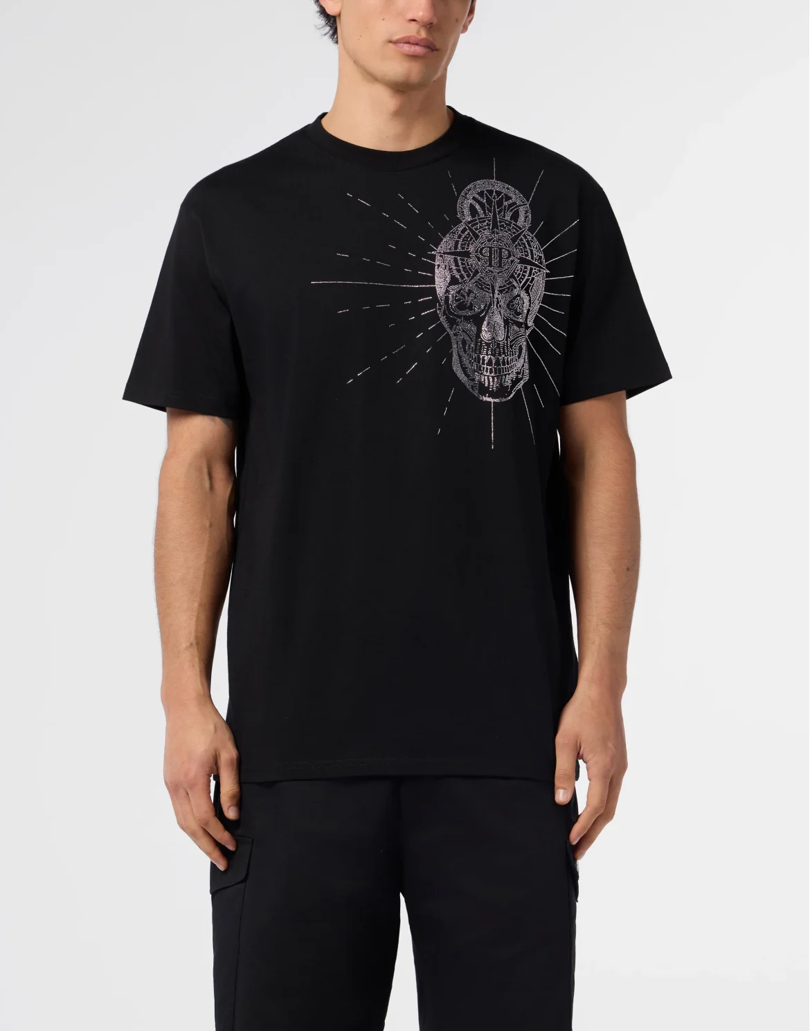 Round Neck T-Shirt Skull Stones, цвет: Черный