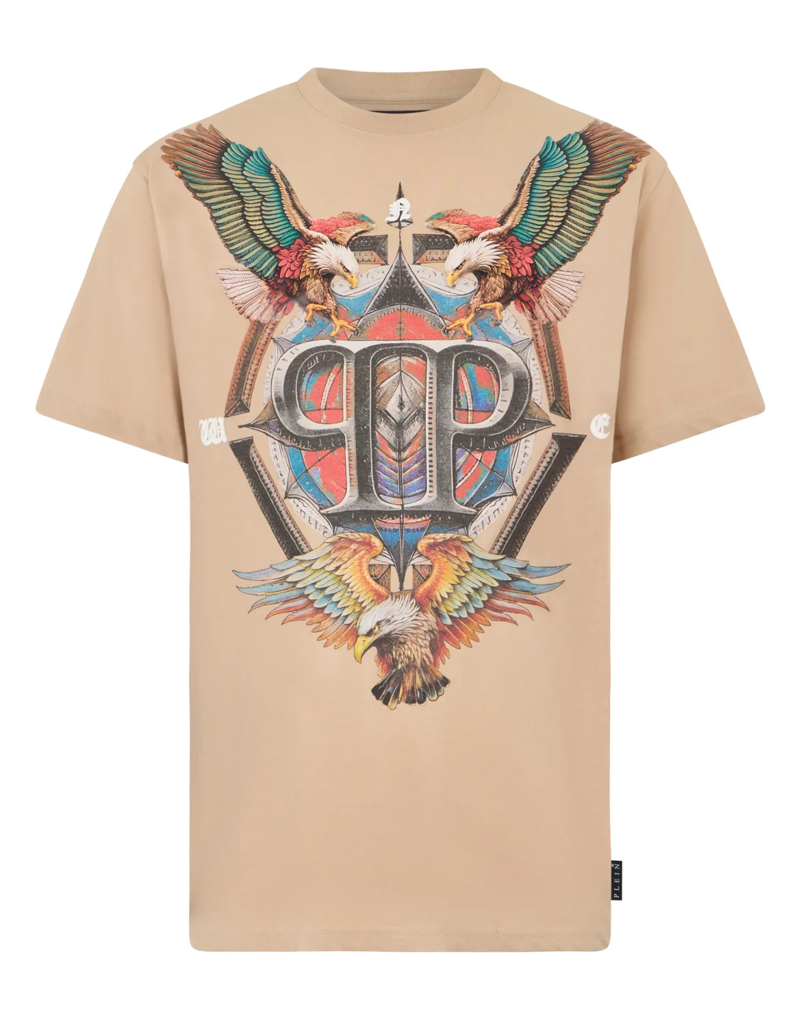 Round Neck T-Shirt Eagle Tattoo, цвет: Бежевый