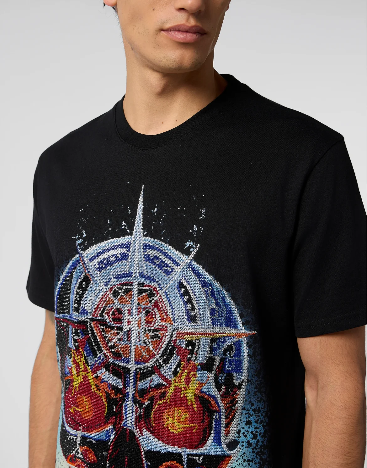 Round Neck T-Shirt Chrome Skull Stones, цвет: Черный