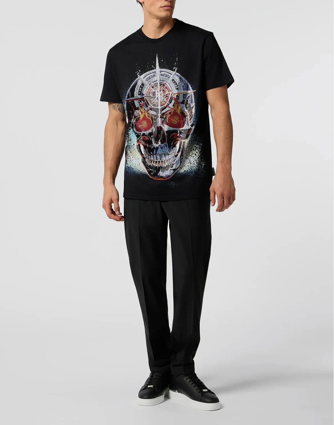 Round Neck T-Shirt Chrome Skull Stones, цвет: Черный