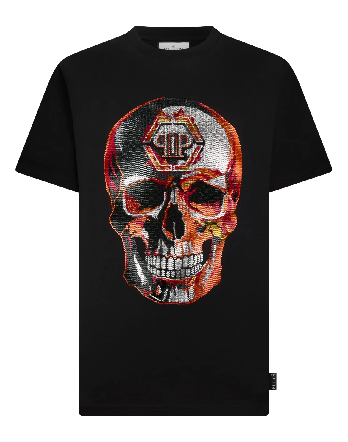 Round Neck T-Shirt Lava Skull Stones, цвет: Черный