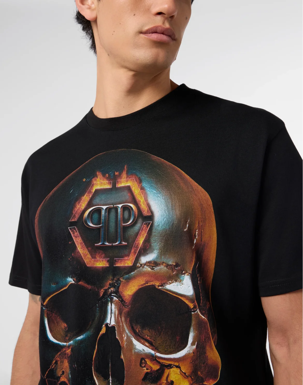 Round Neck T-Shirt Lava Skull, цвет: Черный