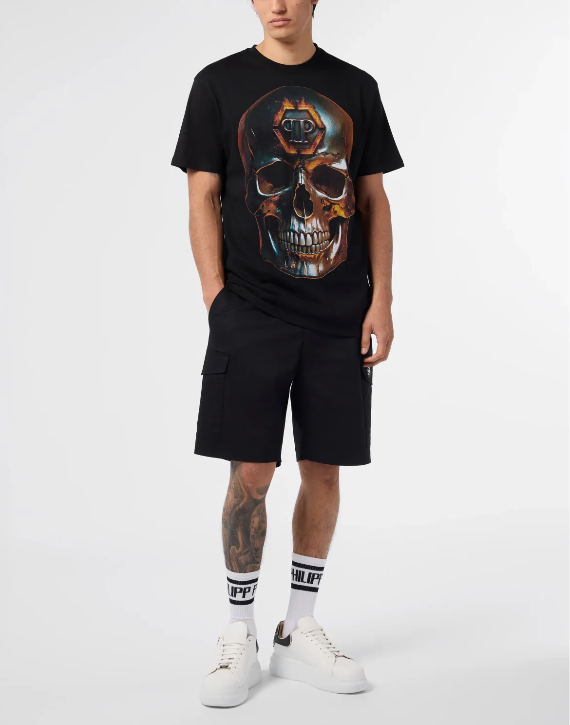 Round Neck T-Shirt Lava Skull, цвет: Черный