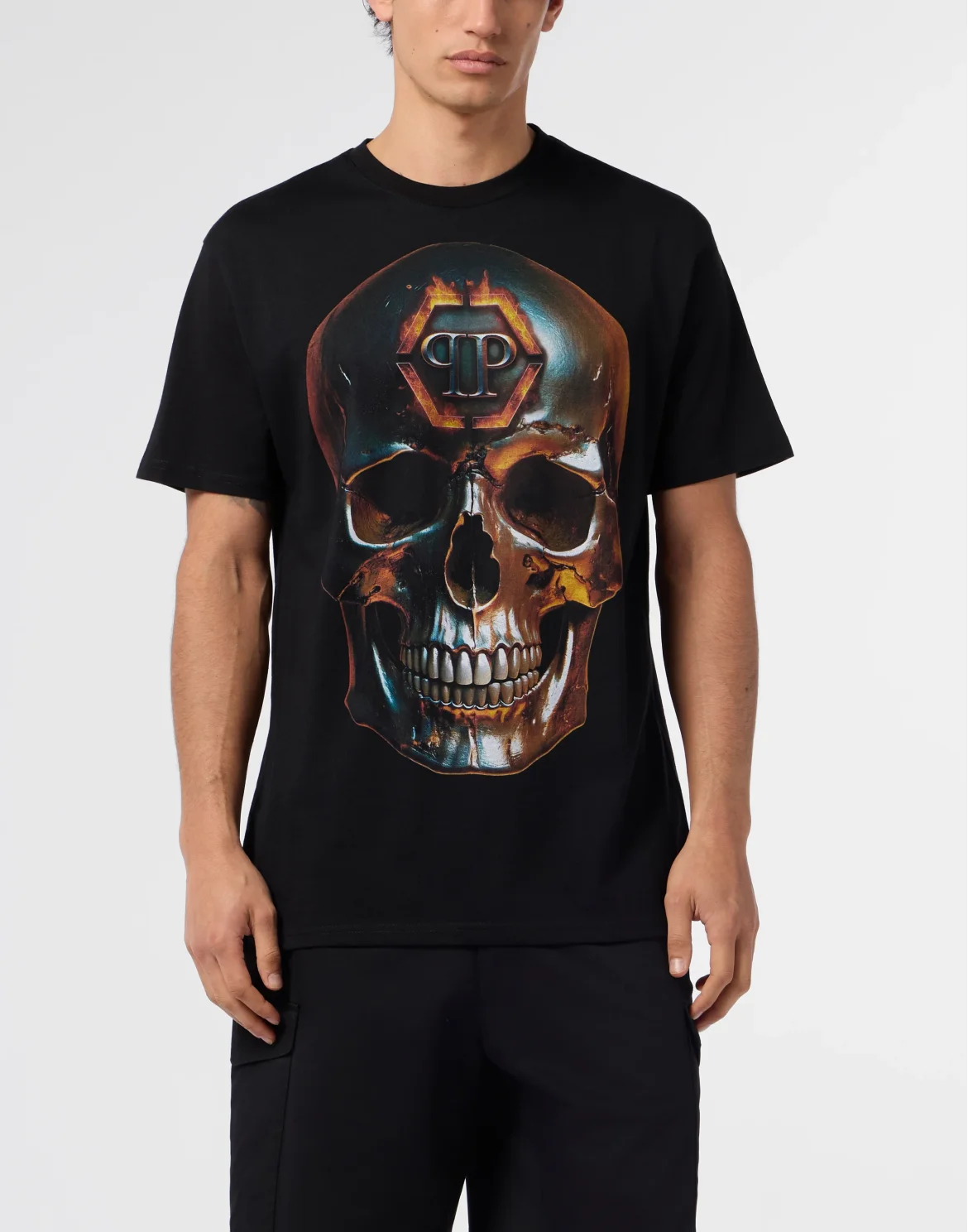 Round Neck T-Shirt Lava Skull, цвет: Черный
