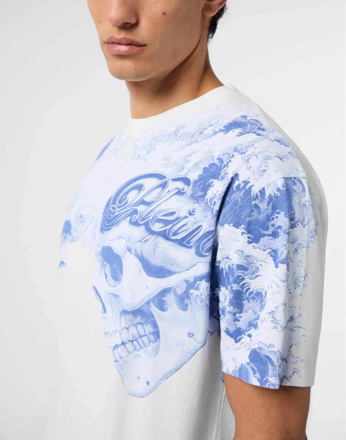 Round Neck T-Shirt Ceramic Skulls, цвет: Бежевый