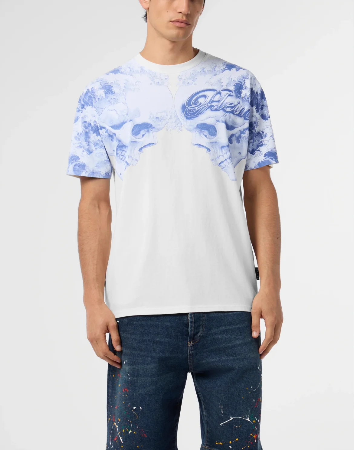 Round Neck T-Shirt Ceramic Skulls, цвет: Бежевый