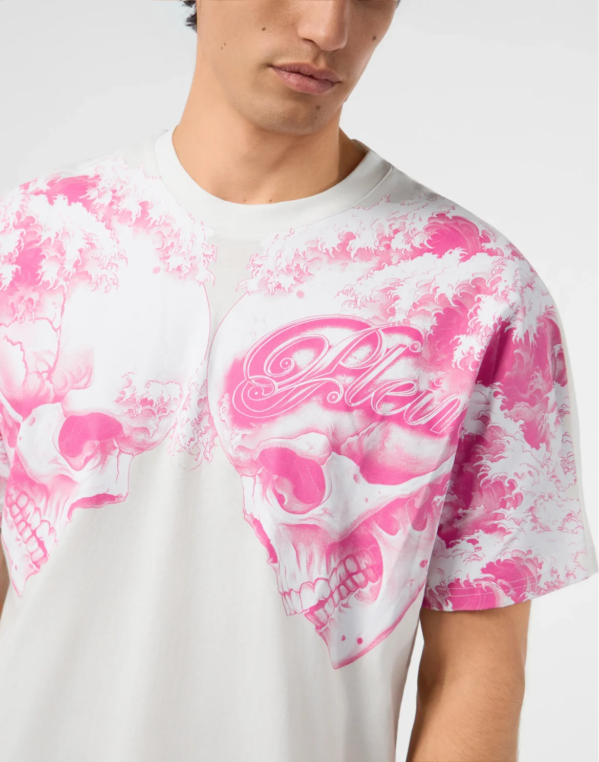 Round Neck T-Shirt Ceramic Skulls, цвет: Белый