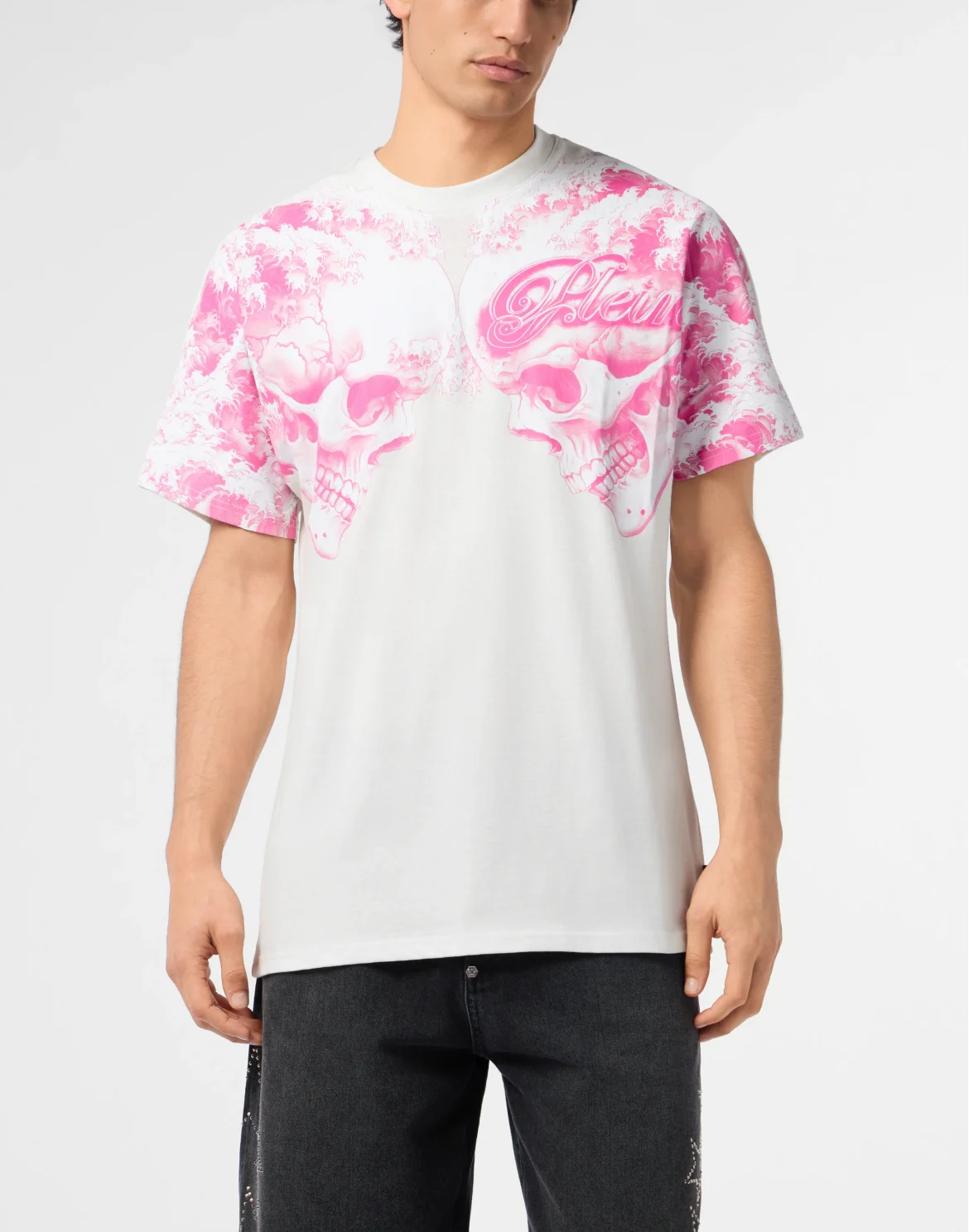 Round Neck T-Shirt Ceramic Skulls, цвет: Белый