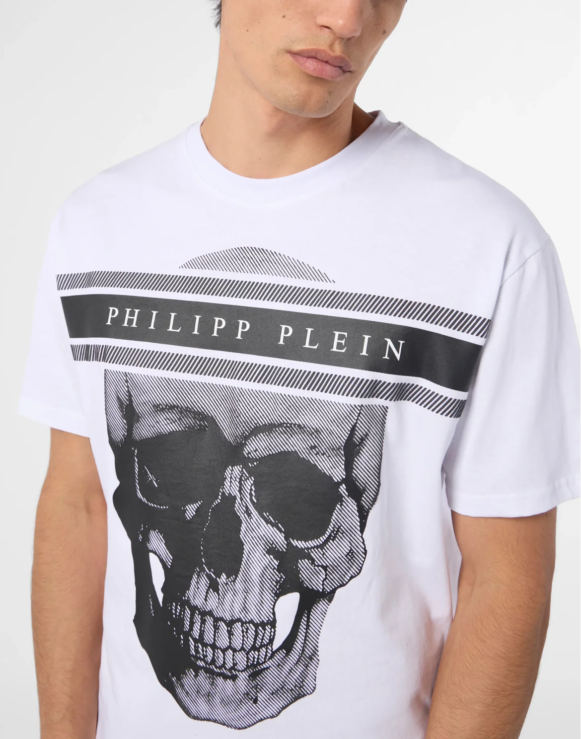 Round Neck T-Shirt Skull Logo Line, цвет: Белый