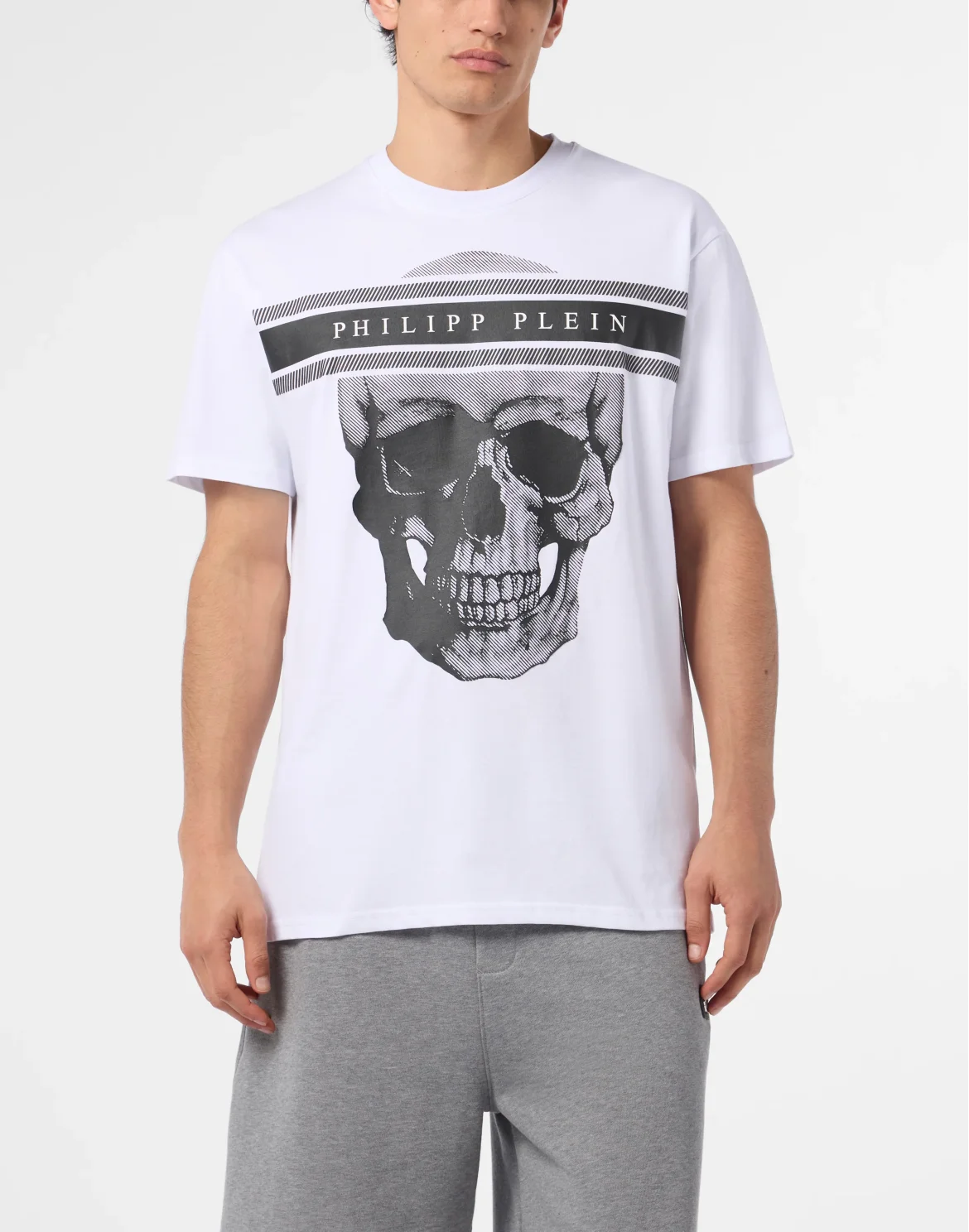 Round Neck T-Shirt Skull Logo Line, цвет: Белый