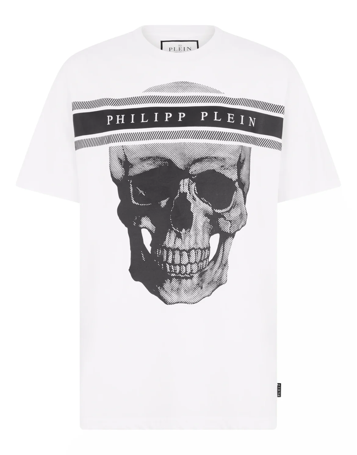 Round Neck T-Shirt Skull Logo Line, цвет: Белый