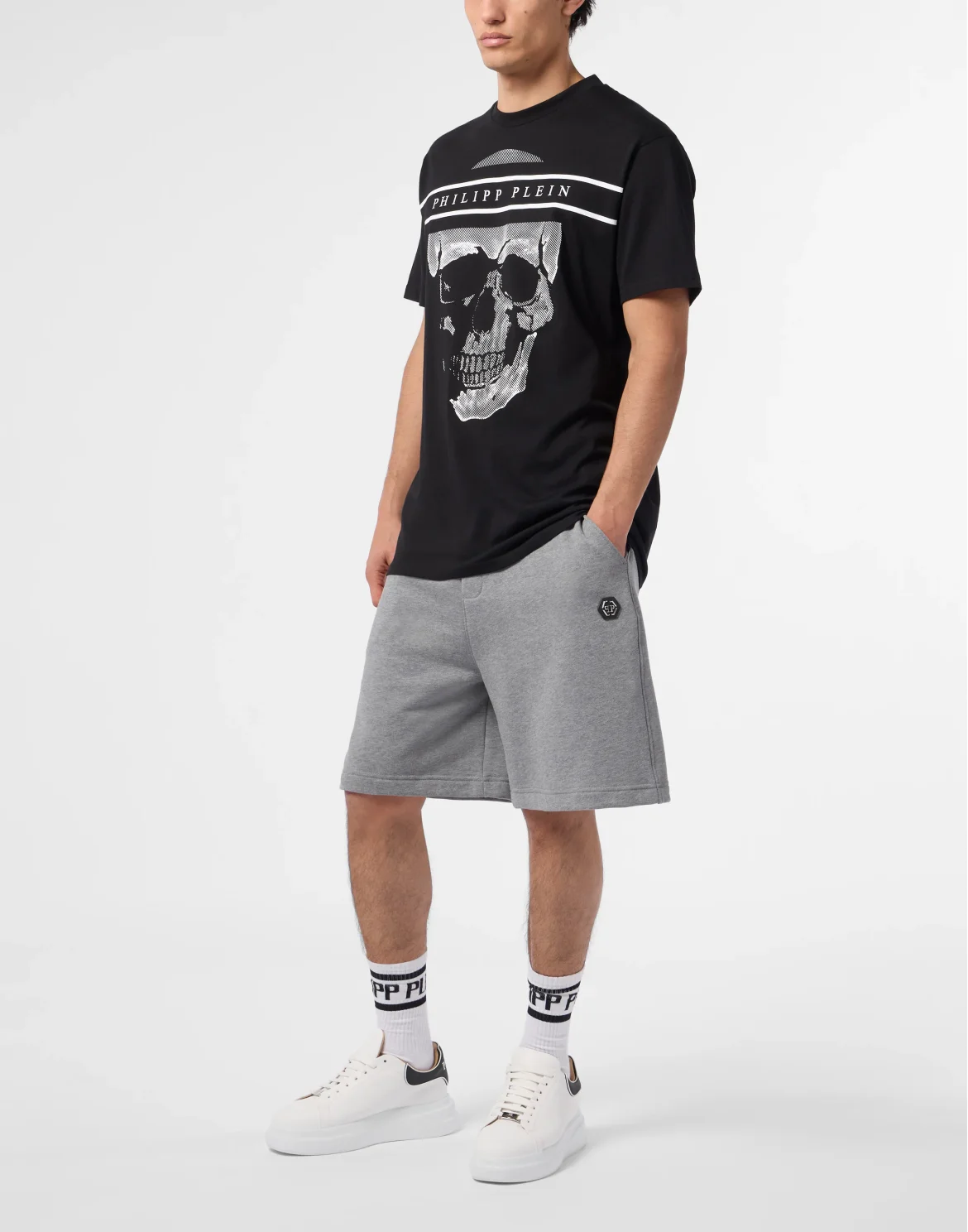 Round Neck T-Shirt Skull Logo Line, цвет: Черный