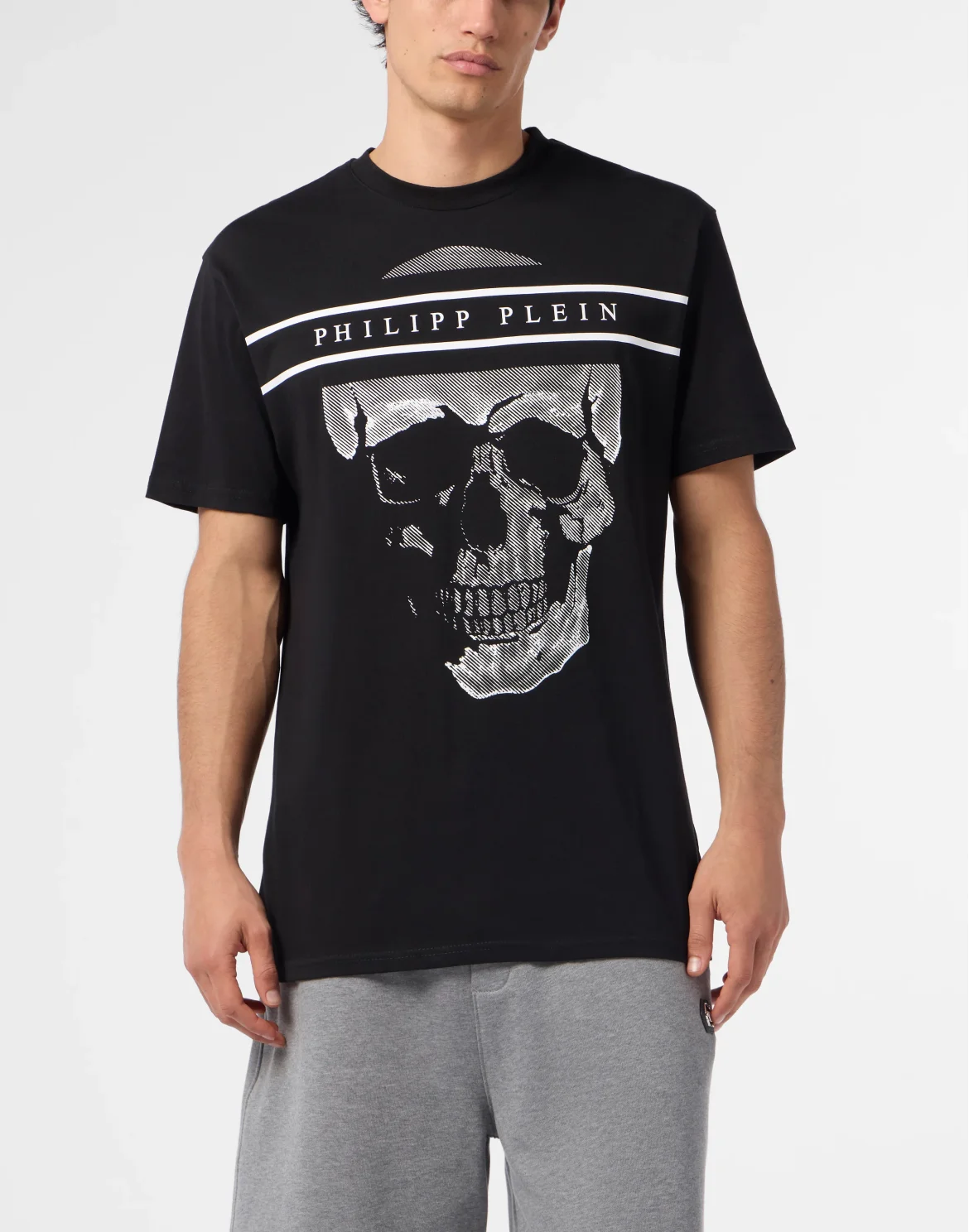 Round Neck T-Shirt Skull Logo Line, цвет: Черный