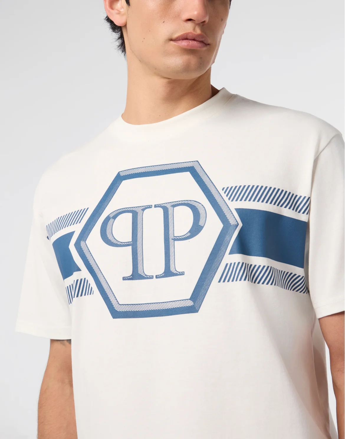 Round Neck T-Shirt Hexagon Line, цвет: Бежевый
