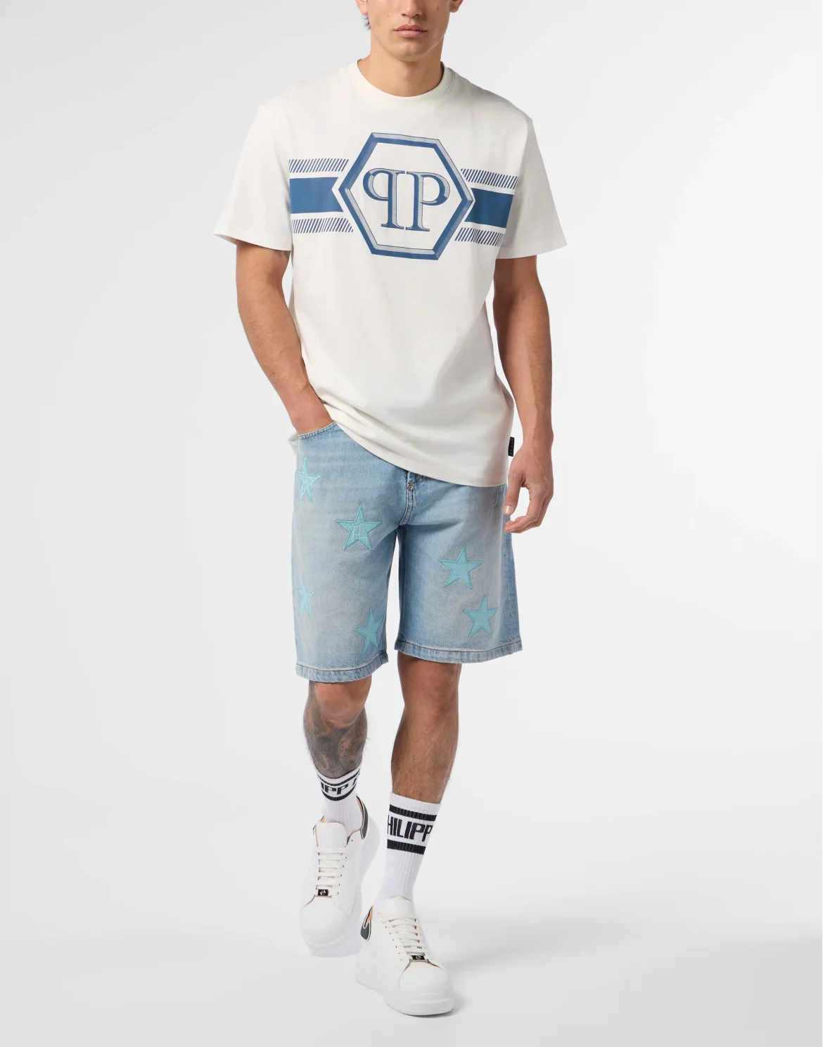 Round Neck T-Shirt Hexagon Line, цвет: Бежевый