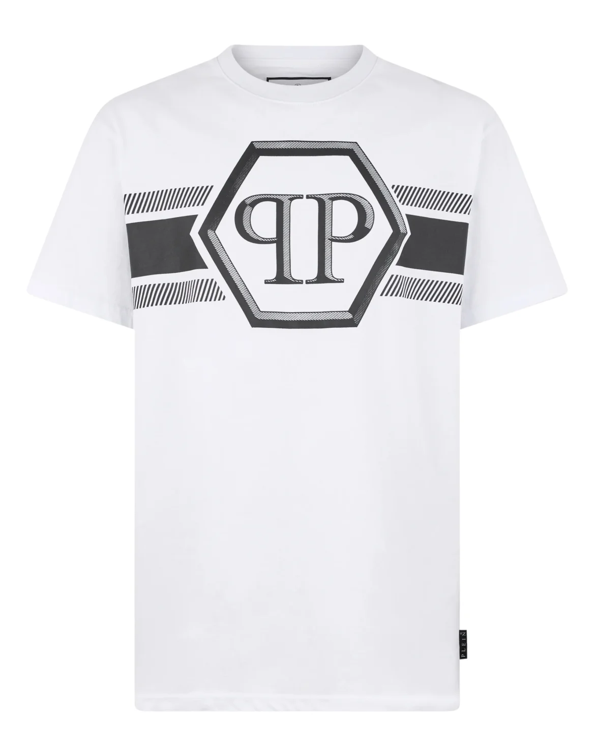 Round Neck T-Shirt Hexagon Line, цвет: Белый