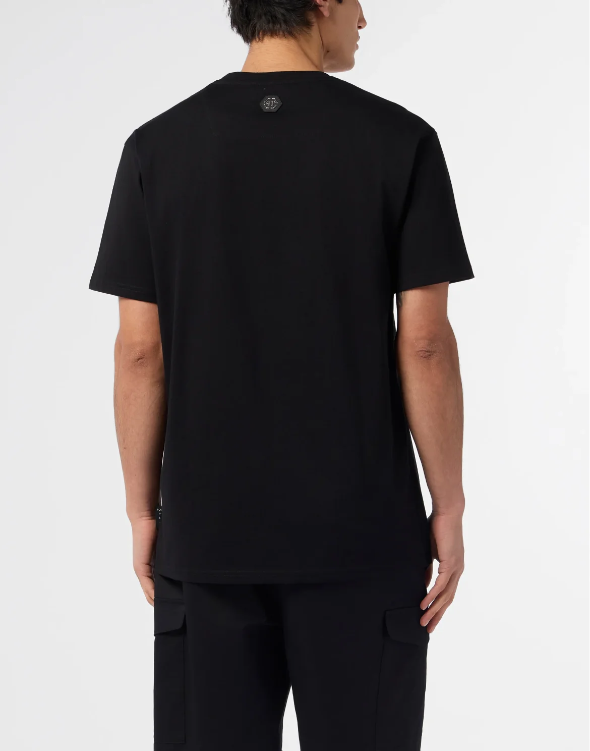 Round Neck T-Shirt Hexagon Line, цвет: Черный